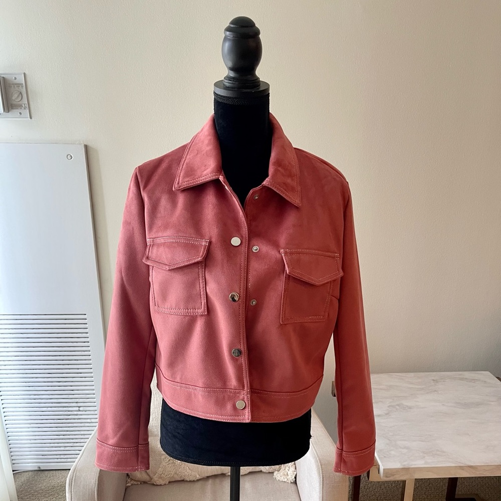 New Look Women's Pink Faux Suede Jacket Size 10 NWT